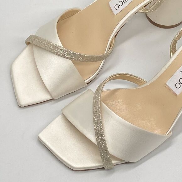 Jimmy Choo Plum Satin & Glitter Slingback Sandals size 39 - Picture 6 of 12